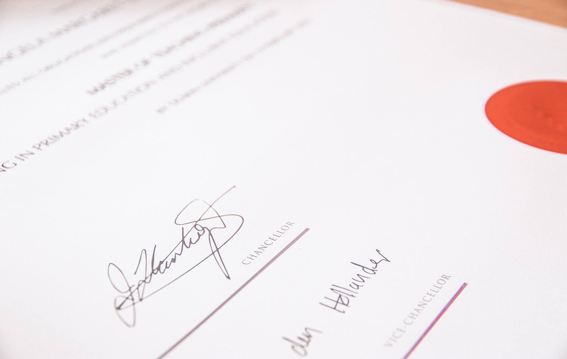 signatures on a business document